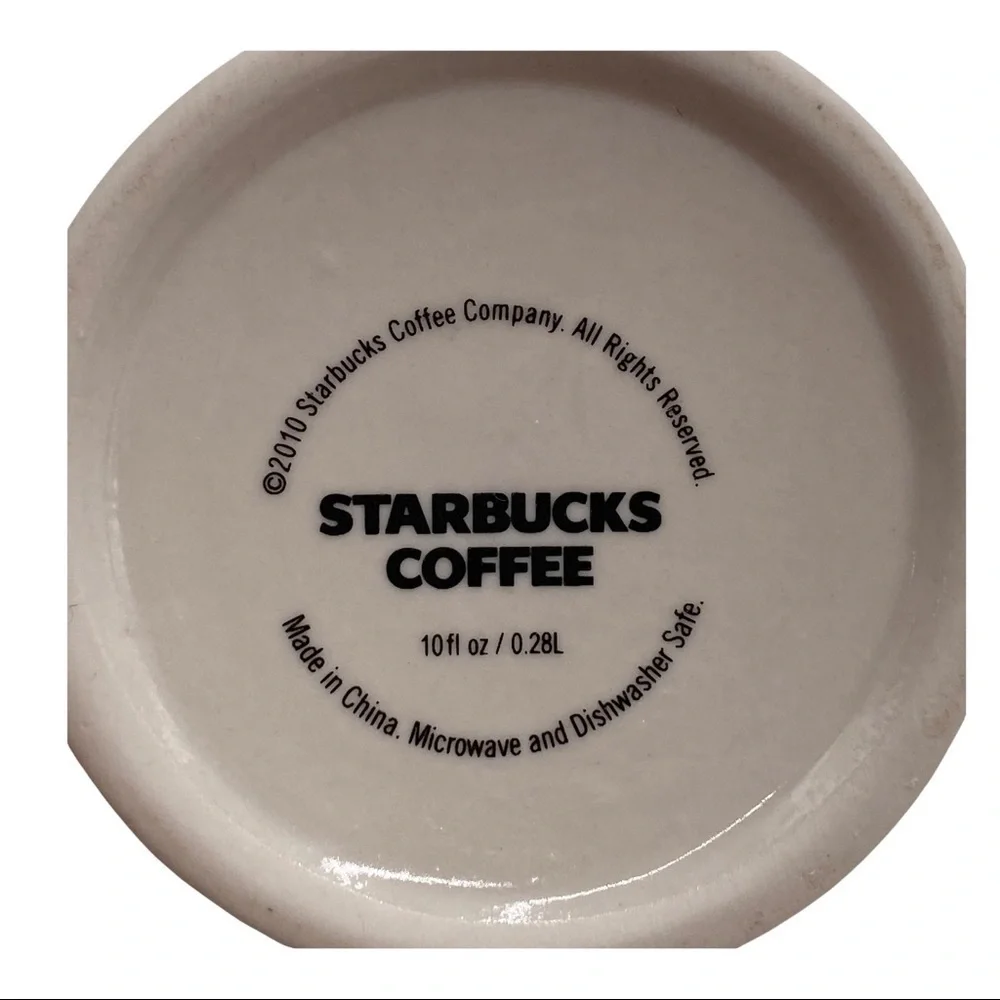 Starbucks Embossed Scroll Pattern with Starbucks Logo 10oz Mug 2010 Red/White